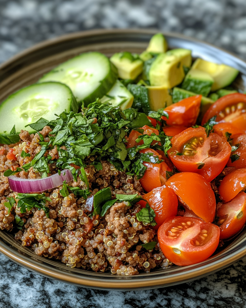 Ground Beef Quinoa Bowls